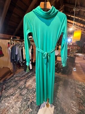 Long Sleeve Cowl Neck Maxi Dress in Teal